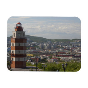 Russland, Murmansk. Größte Stadt nördlich des Magnet