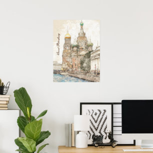 Russland-Poster von Sankt Petersburg - Vintage Tra Poster
