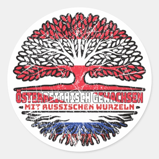 russland Russisch Österreichisch Österreich Baum Runder Aufkleber (Vorderseite)