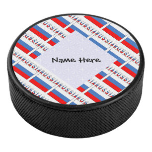 Russland Russische Flagge gekachelt schwarze Perso Eishockey Puck