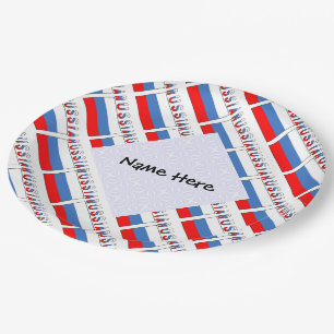 Russland Russische Flagge gekachelt schwarze Perso Pappteller