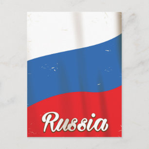 Russland Russland Nationalflagge Vintage-Reisepost Postkarte