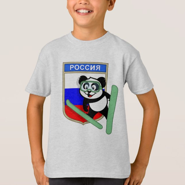 Russland Skisprung Panda T-Shirt (Vorderseite)