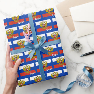 Russland - Umschlagpapier, blau, russische Flagge Geschenkpapier