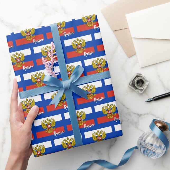 Russland - Umschlagpapier, blau, russische Flagge Geschenkpapier (Schenken)