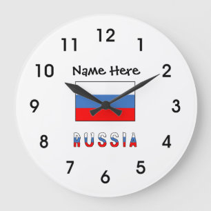 Russland und russische Flagge mit Ihrem Namen Groß Große Wanduhr