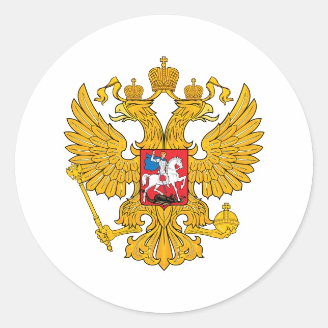 Russland - Zwei Kopfadler Runder Aufkleber (Vorderseite)