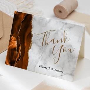 Rust Agate Gold Marble Wedding Vielen Dank Karte