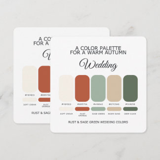 Rust and Sage Green Wedding Color Palette Card Einladung
