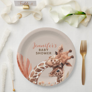 Rust and Tan Boho Giraffe Baby Shooting Paper Tell Pappteller