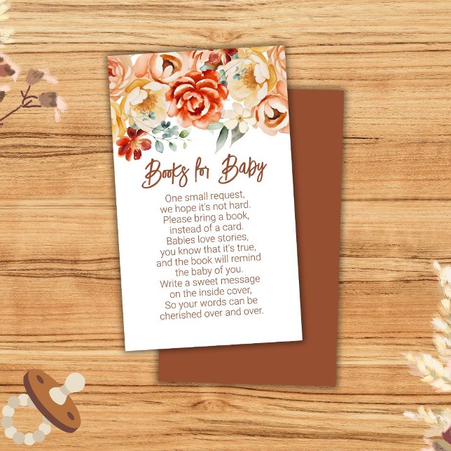 Rust Beige Floral Baby Shooting Books for Baby Begleitkarte (Von Creator hochgeladen)