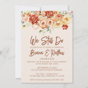 Rust Beige Floral Wedding Vow Erneuerung Einladung
