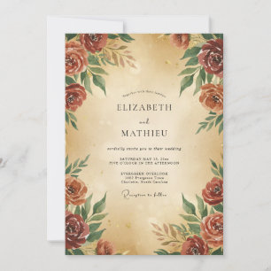 Rust-Bemalte-Hochzeit mit Laub Einladung