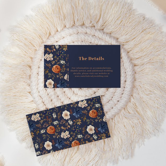 Rust Blue French Country Details Hochzeit Visitenkarte (Von Creator hochgeladen)