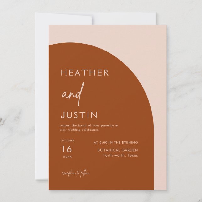 Rust Blush et Terracotta Mariage Invitations (Devant)