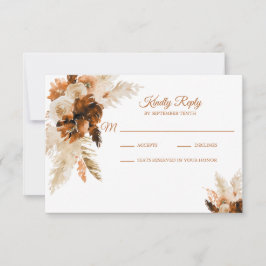Rust Bohemisch und Pampas Grass Wedding RSVP Card
