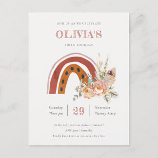 Rust Boho Floral Rainbow Jegliches Alter Geburtsta Postkarte