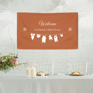 Rust Boho Minimalist Baby Shower Begrüßung Banner