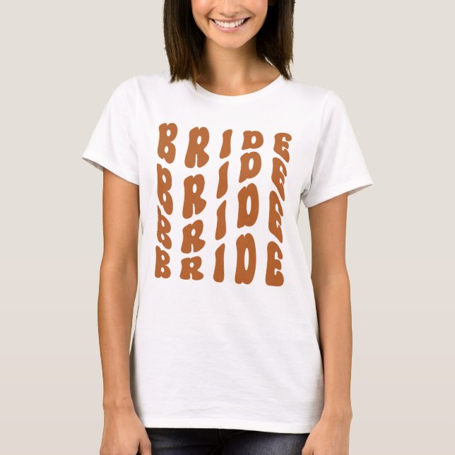 Rust Boho Retro Junggeselinnen-Abschied Bride T-Shirt (Vorderseite)