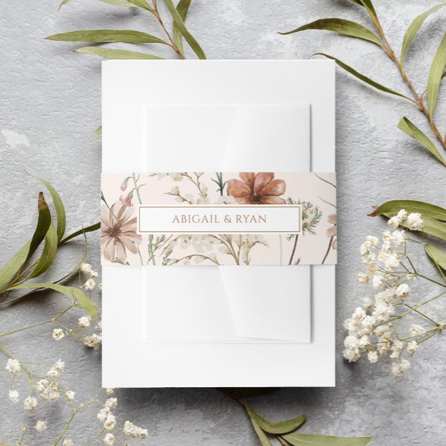 Rust Boho Wildblume Floral Butterfly Wedding Einladungsbanderole (Von Creator hochgeladen)