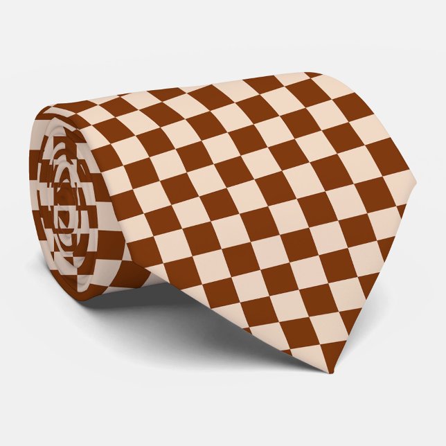Rust brown and beige checkerboard pattern krawatte (Von Creator hochgeladen)