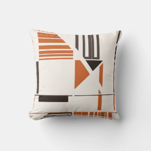 Rust Brown Black Geometric Abstrakt auf Off-white Kissen