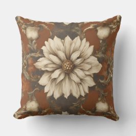 Rust Brown Cream Barock Floral Kissen