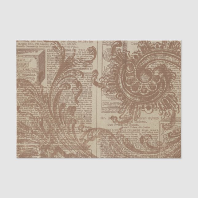 Rust Brown Filigree Seidenpapier (Vorderseite)