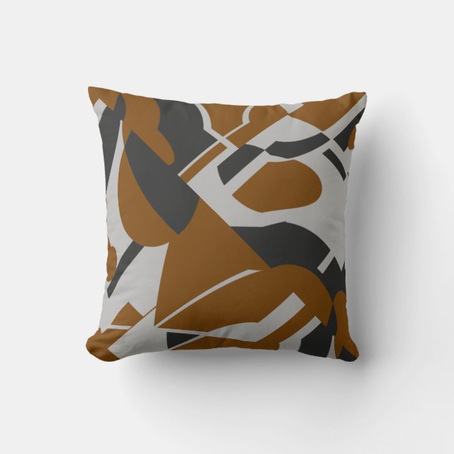 Rust Brown Gray Black Bold Diagonal Design Kissen (Vorderseite)