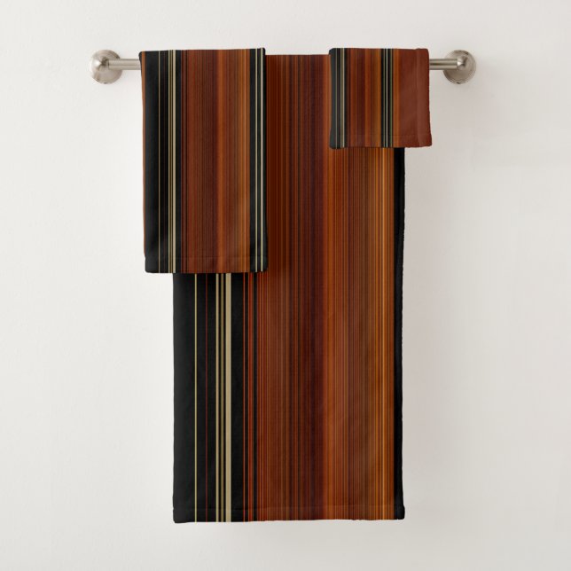 Rust Brown Modern Stripes  Badhandtuch Set (Insitu)