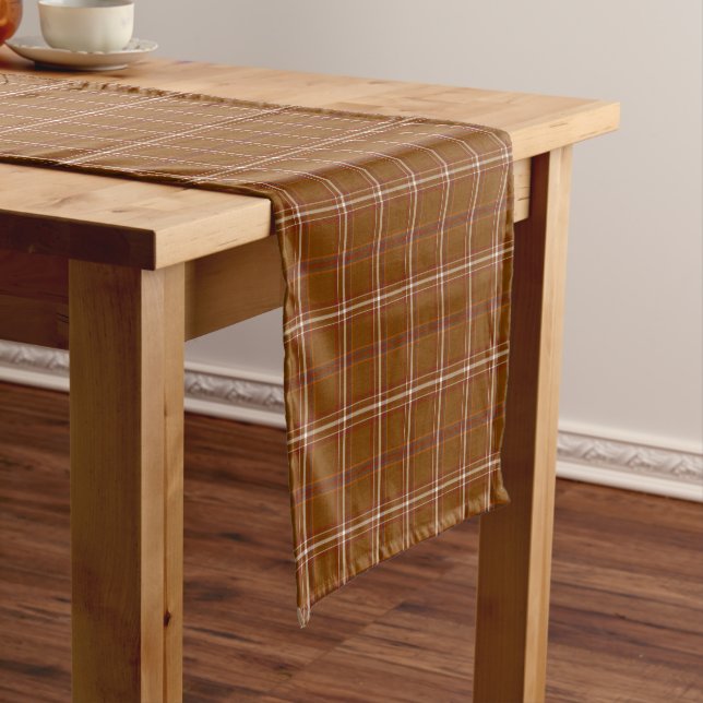 Rust Brown Red White Plaid Classic Table Runner Kurzer Tischläufer (Beispiel)