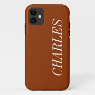 Rust Brown Solid Color Minimalistischer Name Case-Mate iPhone Hülle