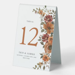 Rust Burnt Orange Hochzeit im Herbst Tischnummer Tischaufsteller