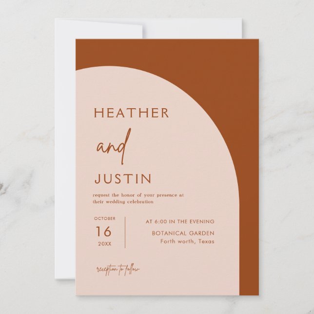Rust Burnt Orange Terracotta Mariage Invitations (Devant)