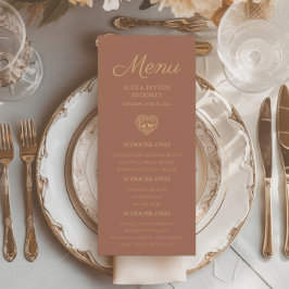 Rust Burnt Orange Wedding Reception Love Birds Menükarte