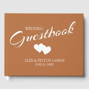 Rust Burnt Orange White Hochzeit 2 Herzen Namen Gästebuch