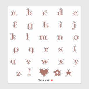 Rust Color Lower Case Text Letters Alphabet Heart Aufkleber