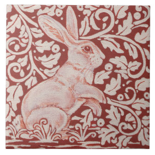 Rust Color Rabbit & Blätter Designer Keramik Tile Fliese