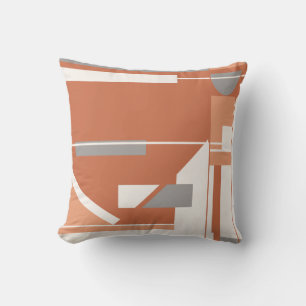 Rust Coral Gray Abstrakt Geometric Design Kissen