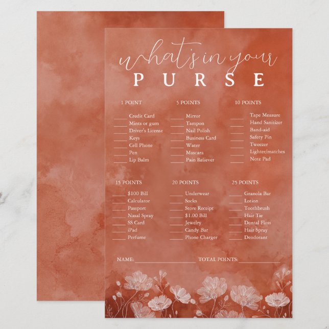 Rust Floral Was ist in deinem Handspiel? (Vorne/Hinten)