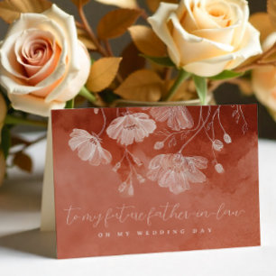 Rust Floral Wedding Day Card Zukunft Schwiegervate Dankeskarte