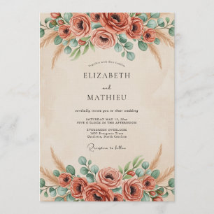 Rust Floral Whimsy Hochzeit Einladung