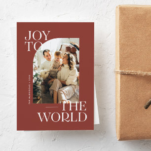 Rust Freude der Welt Moderne Weihnachtsfoto-Typogr Feiertagskarte