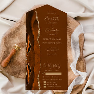 Rust Gold Achat Muskatbraun Essen Optionen Hochzei All In One Einladung