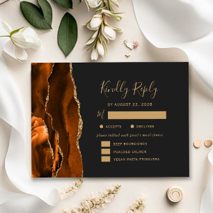 Rust Gold Agate Meetings Optionen Dunkle Hochzeit RSVP Karte