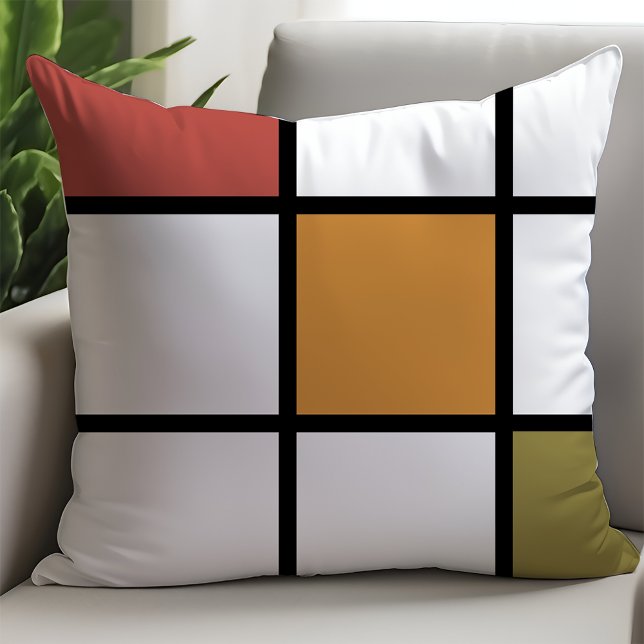 Rust Gold Green Mondrian Style Kissen (Von Creator hochgeladen)