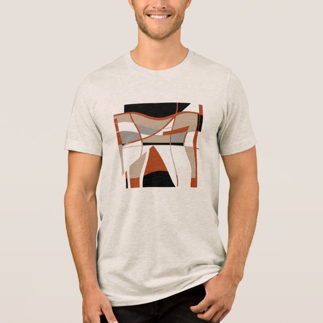 Rust grau Beige schwarze, fette Formen MCM Look Mo Tri-Blend Shirt (Vorderseite)