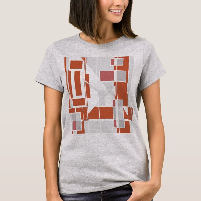 Rust Gray Dusty Rose MCM Look Geometrie Abstrakt T-Shirt (Vorderseite)