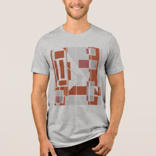 Rust Gray Dusty Rose MCM Look Geometrie Abstrakt Tri-Blend Shirt