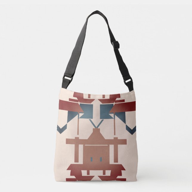 Rust Grey Beige Symmetrie Südwest Design Tragetaschen Mit Langen Trägern (Vorderseite)